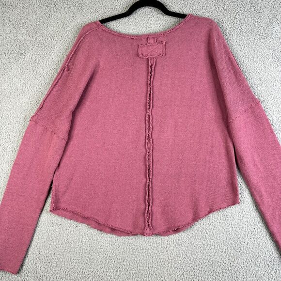 Free People We The Free Top Womens XL Blush Thermal Waffle Split Neck Boho - Picture 6 of 11